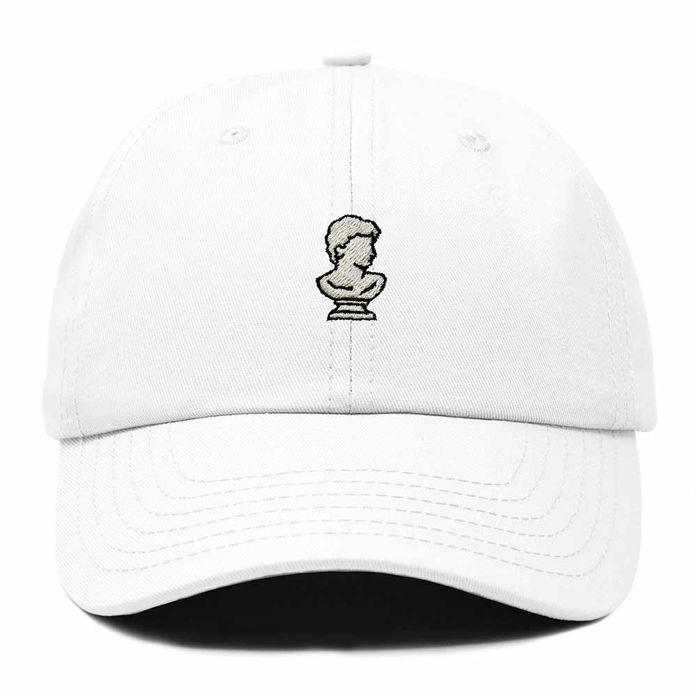 Dalix Bust Sculpture Embroidered Dad Hat Adjustable Cotton Twill Baseball Cap Casual for Men in White