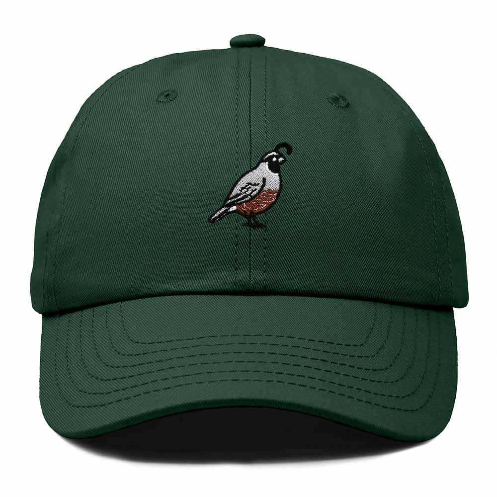 Dalix California Quail Embroidered Bird Cotton Baseball Cap Dad Hat Mens Womens Outdoor Summer in Dark Green