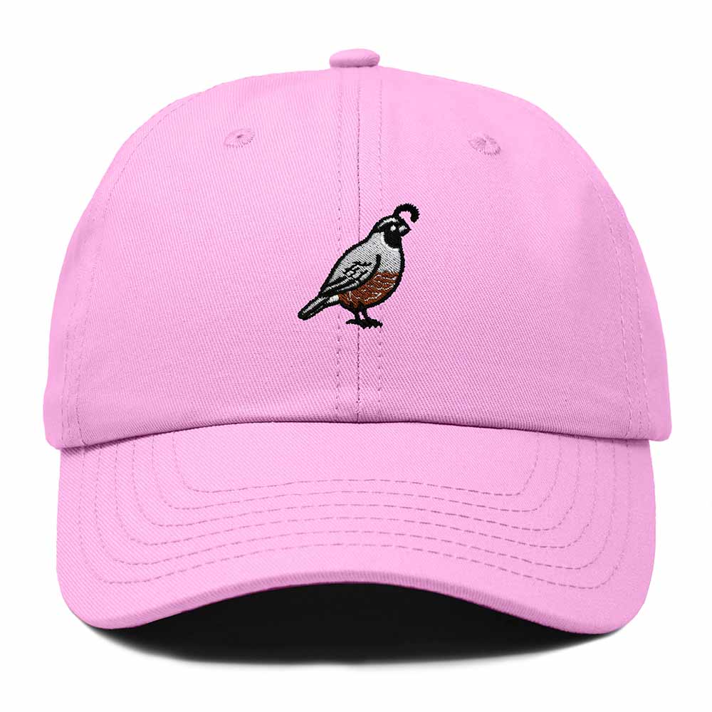 Dalix California Quail Embroidered Bird Cotton Baseball Cap Dad Hat Mens Womens Outdoor Summer in Light Pink