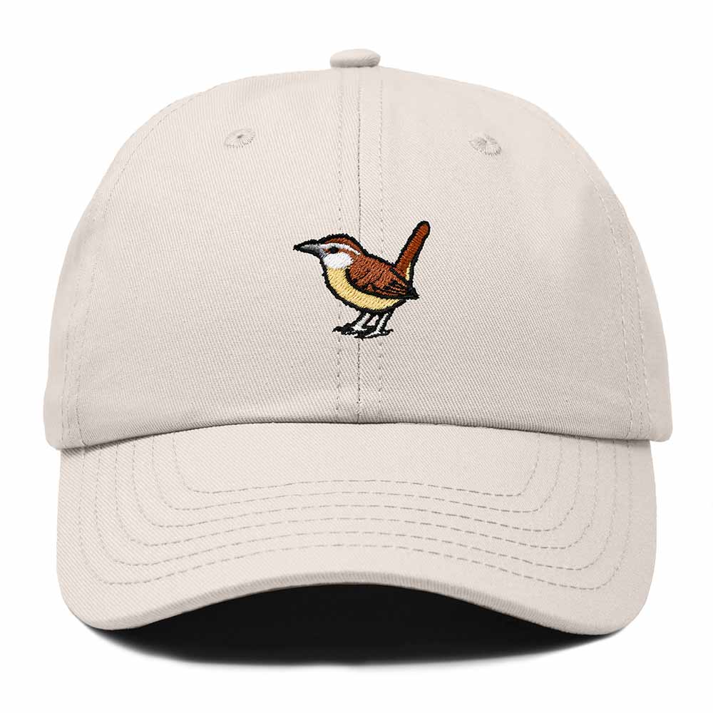 Dalix Carolina Wren South Carolina Embroidered Bird Cotton Baseball Cap Dad Hat Mens Womens Outdoor Summer in Beige
