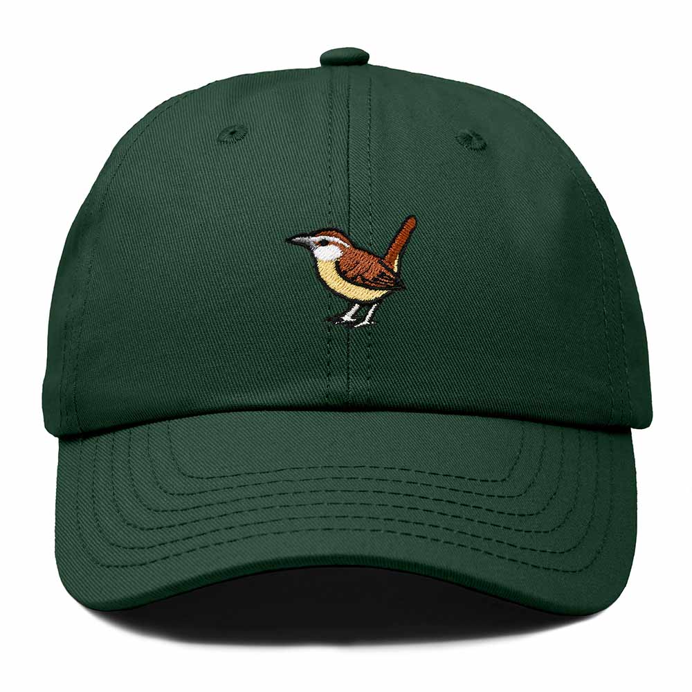 Dalix Carolina Wren South Carolina Embroidered Bird Cotton Baseball Cap Dad Hat Mens Womens Outdoor Summer in Dark Green