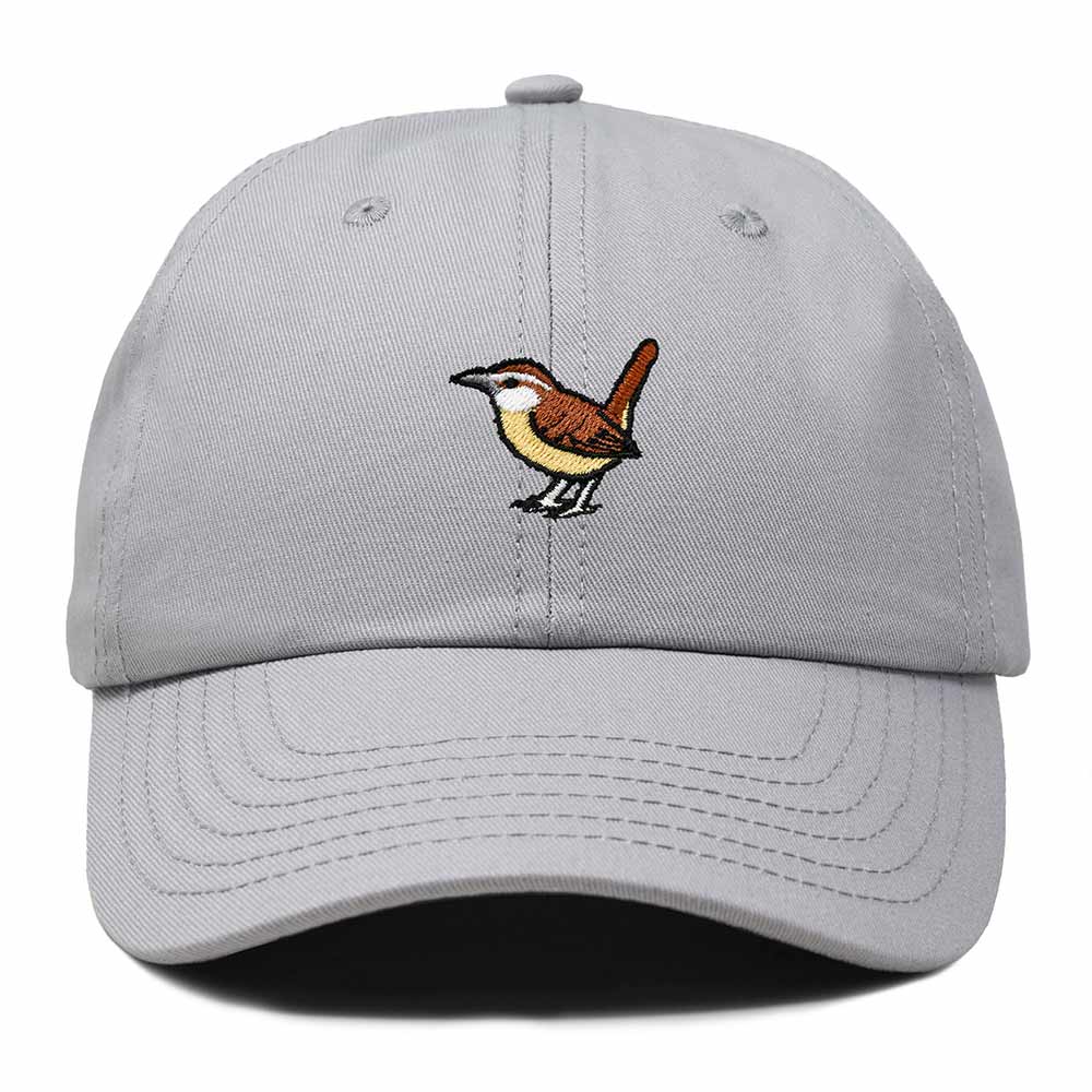 Dalix Carolina Wren South Carolina Embroidered Bird Cotton Baseball Cap Dad Hat Mens Womens Outdoor Summer in Gray