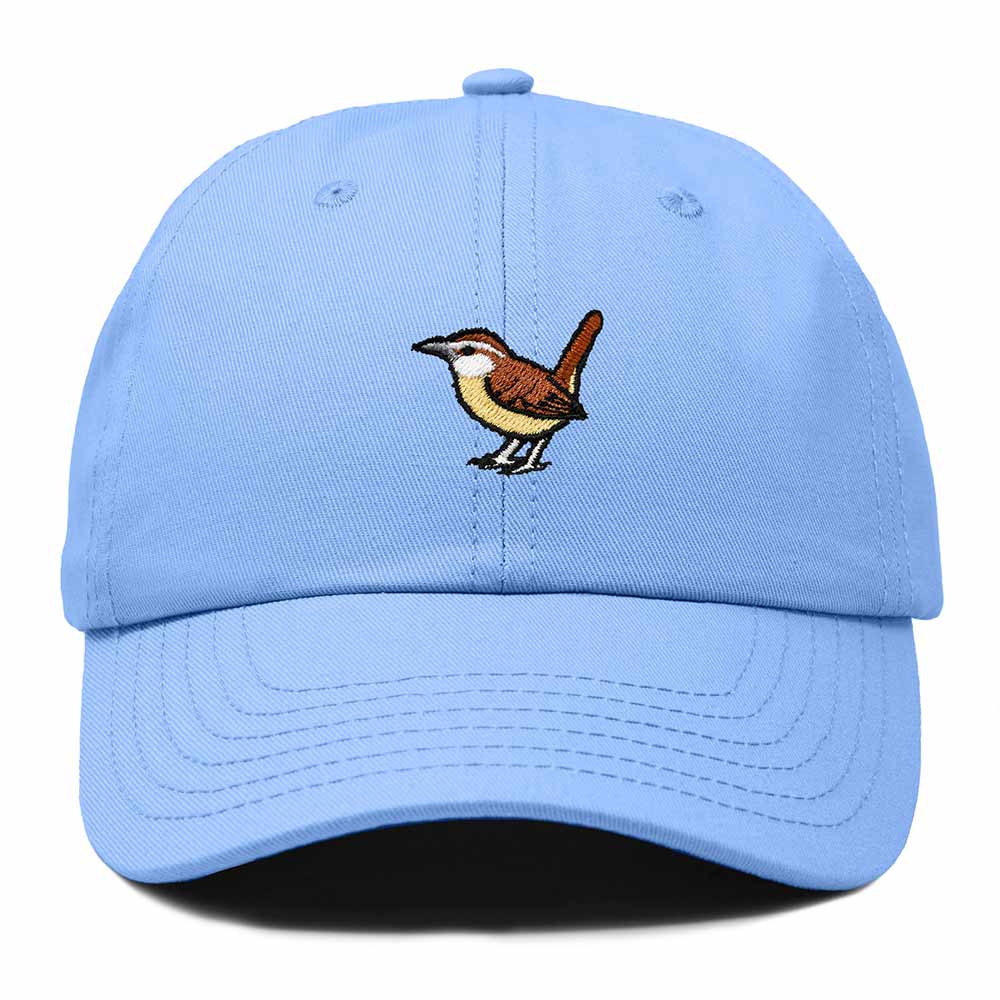 Dalix Carolina Wren South Carolina Embroidered Bird Cotton Baseball Cap Dad Hat Mens Womens Outdoor Summer in Light Blue