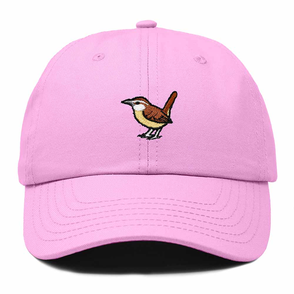 Dalix Carolina Wren South Carolina Embroidered Bird Cotton Baseball Cap Dad Hat Mens Womens Outdoor Summer in Light Pink