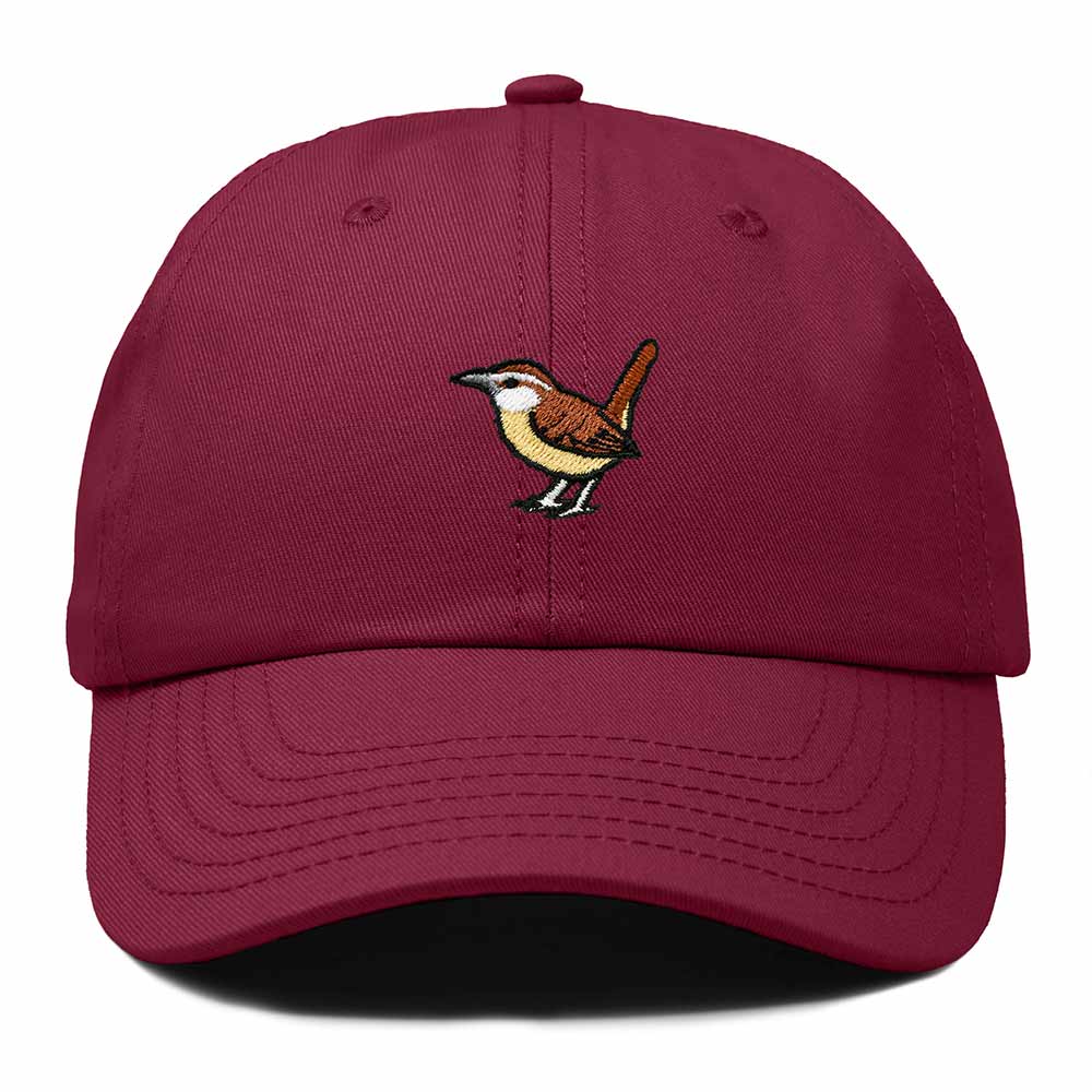 Dalix Carolina Wren South Carolina Embroidered Bird Cotton Baseball Cap Dad Hat Mens Womens Outdoor Summer in Maroon