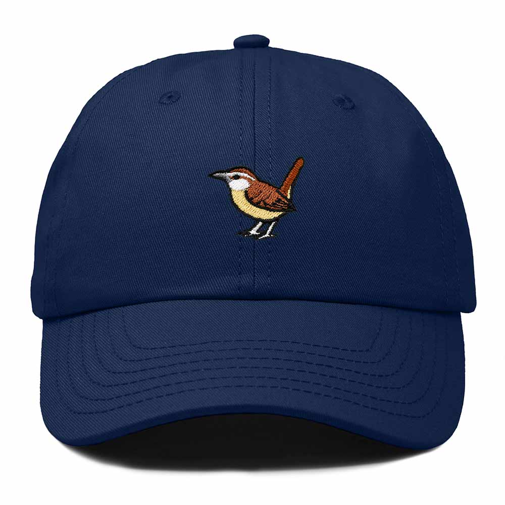 Dalix Carolina Wren South Carolina Embroidered Bird Cotton Baseball Cap Dad Hat Mens Womens Outdoor Summer in Navy Blue