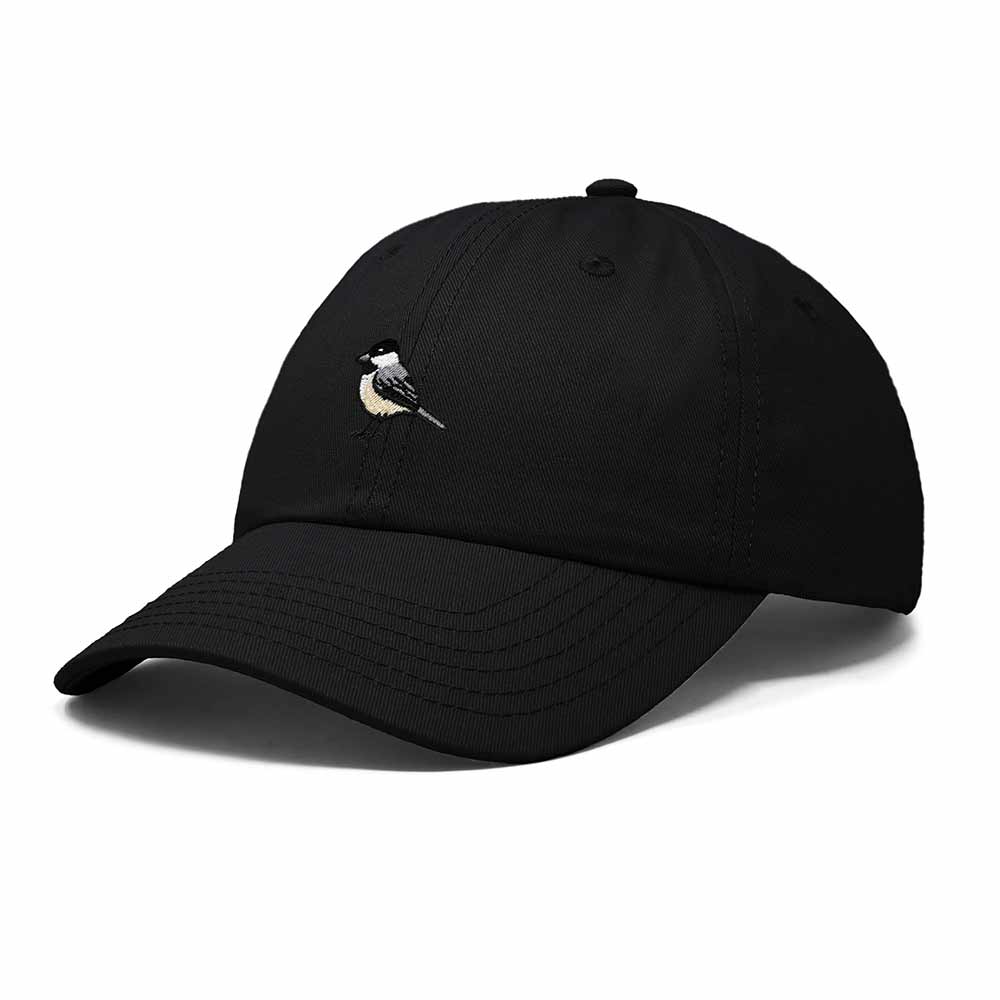 Dalix Black Capped Chickadee Massachusetts Embroidered Bird Cotton Baseball Cap Dad Hat Mens Womens Outdoor Summer in Black