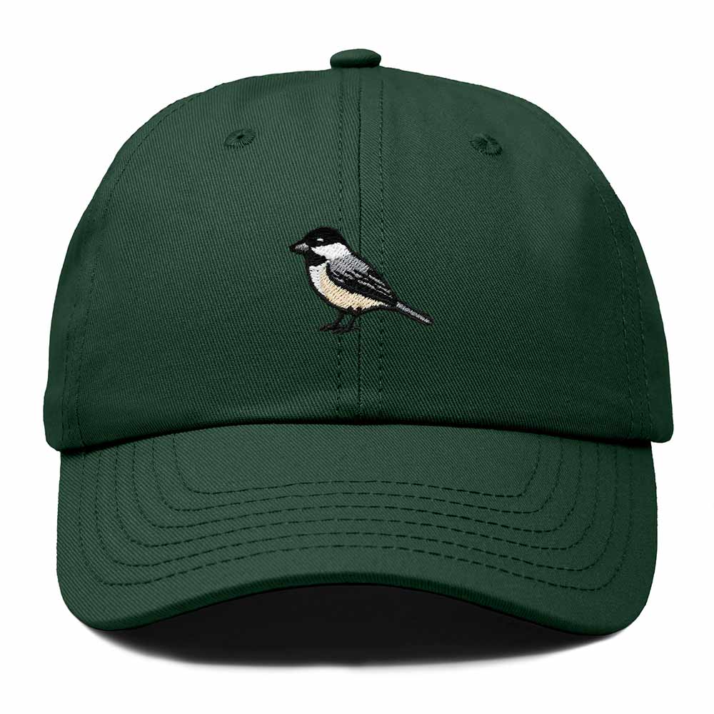 Dalix Black Capped Chickadee Massachusetts Embroidered Bird Cotton Baseball Cap Dad Hat Mens Womens Outdoor Summer in Dark Green