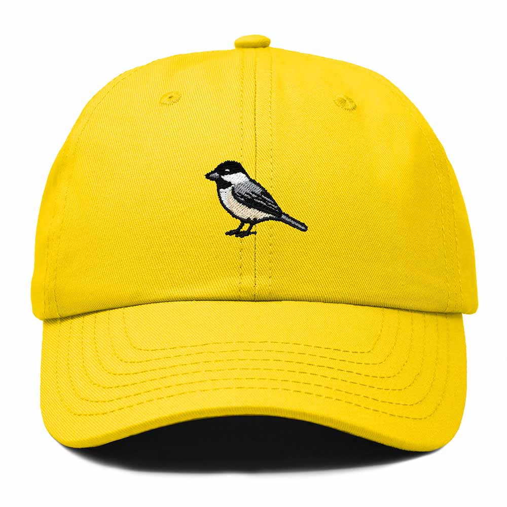 Dalix Black Capped Chickadee Massachusetts Embroidered Bird Cotton Baseball Cap Dad Hat Mens Womens Outdoor Summer in Gold