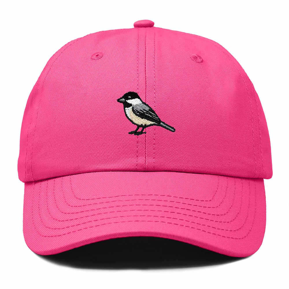 Dalix Black Capped Chickadee Massachusetts Embroidered Bird Cotton Baseball Cap Dad Hat Mens Womens Outdoor Summer in Hot Pink