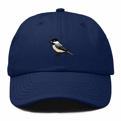 Dalix Black Capped Chickadee Massachusetts Embroidered Bird Cotton Baseball Cap Dad Hat Mens Womens Outdoor Summer in Navy Blue