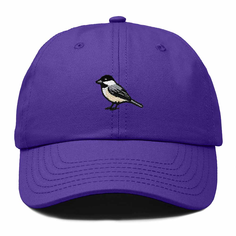 Dalix Black Capped Chickadee Massachusetts Embroidered Bird Cotton Baseball Cap Dad Hat Mens Womens Outdoor Summer in Purple