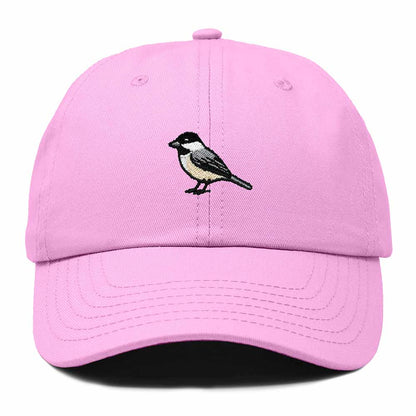 Dalix Black Capped Chickadee Maine Embroidered Bird Cotton Baseball Cap Dad Hat Mens Womens Outdoor Summer in Light Pink