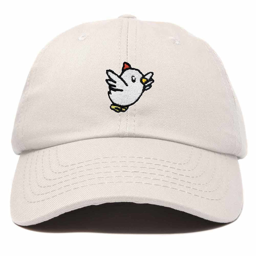 Dalix Chicken Embroidered Cotton Baseball Hat Adjustable Dad Cap Womens in Beige