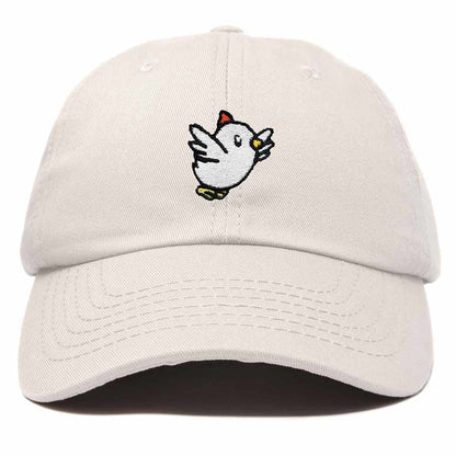 Dalix Chicken Embroidered Cotton Baseball Hat Adjustable Dad Cap Womens in Beige
