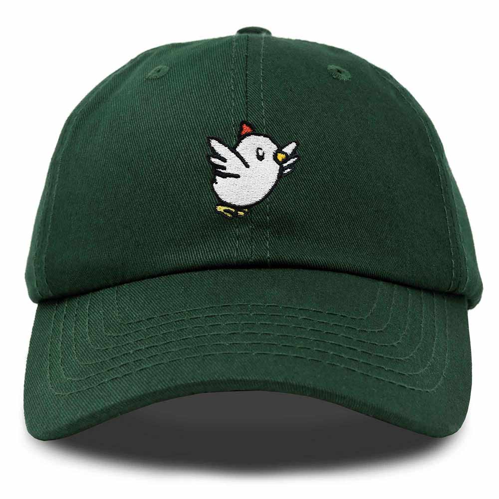 Dalix Chicken Embroidered Cotton Baseball Hat Adjustable Dad Cap Womens in Dark Green