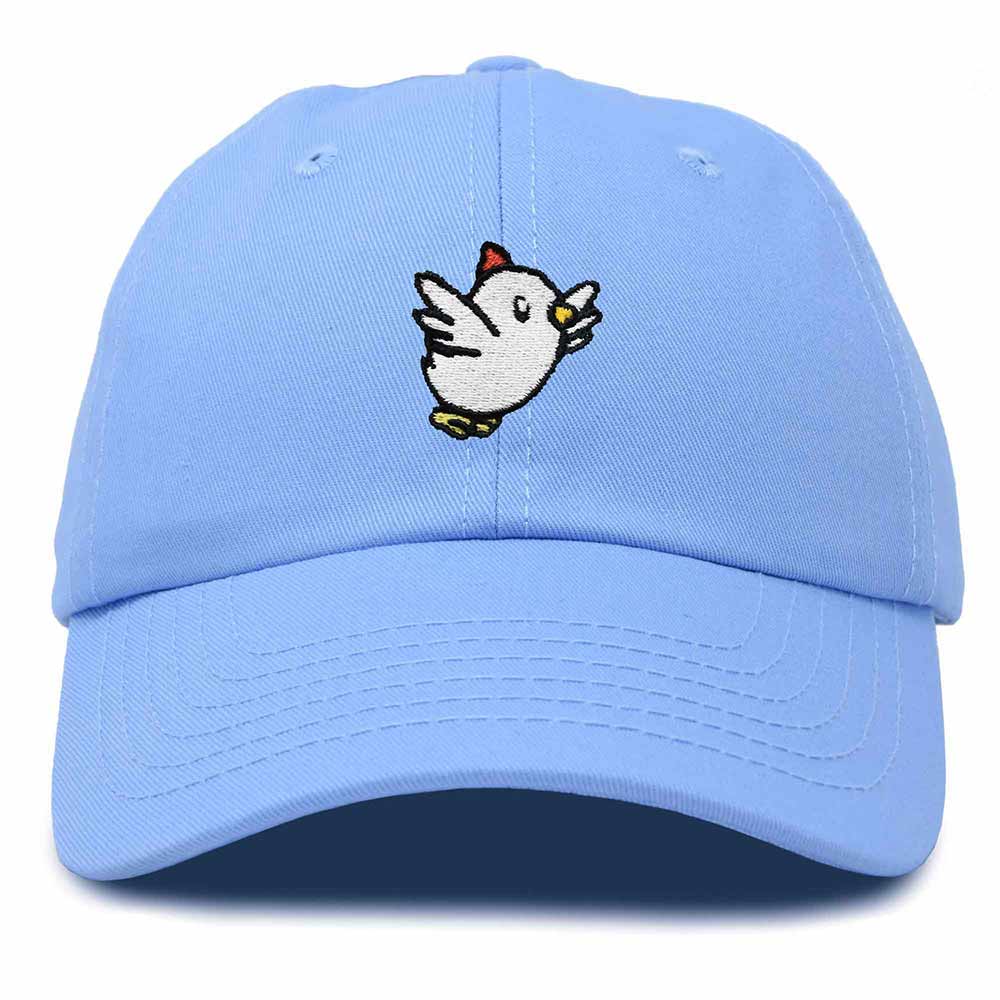 Dalix Chicken Embroidered Cotton Baseball Hat Adjustable Dad Cap Womens in Light Blue