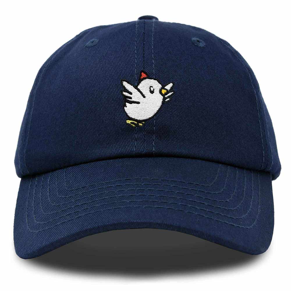Dalix Chicken Embroidered Cotton Baseball Hat Adjustable Dad Cap Womens in Navy Blue