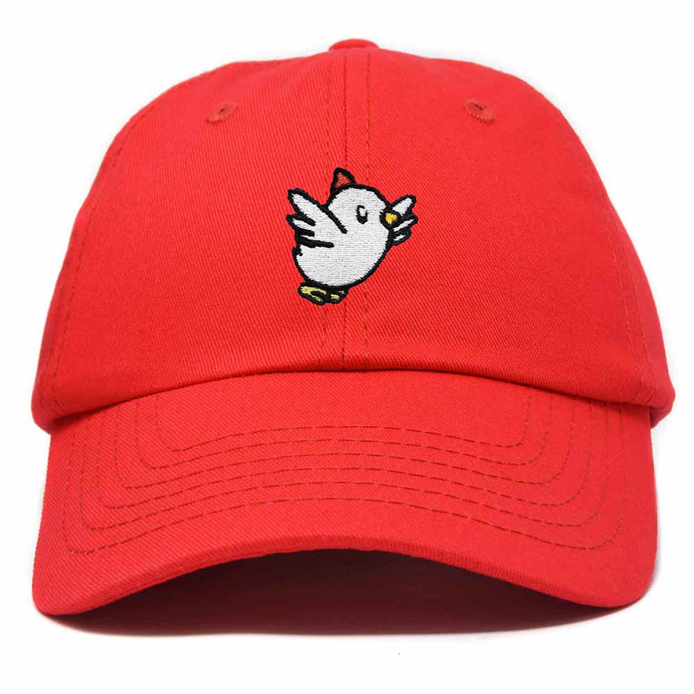 Dalix Chicken Embroidered Cotton Baseball Hat Adjustable Dad Cap Womens in Red