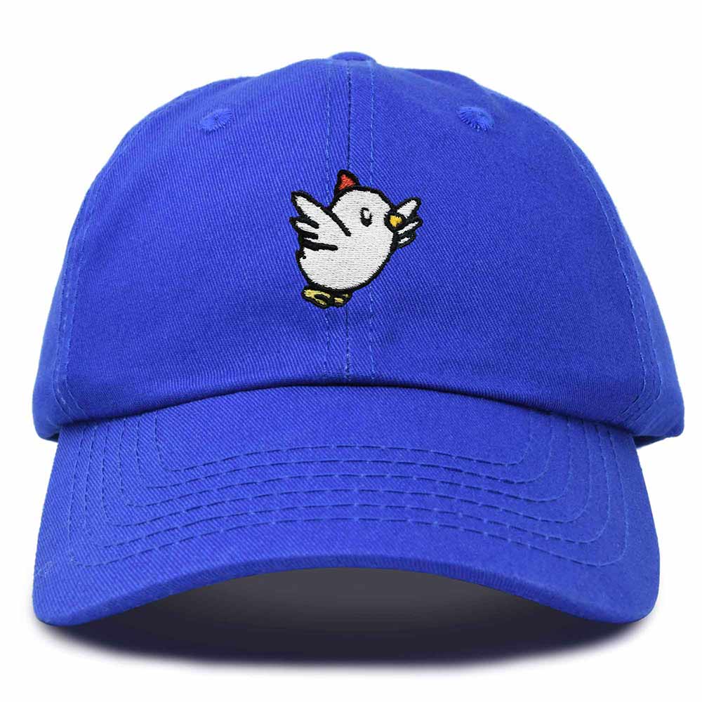 Dalix Chicken Embroidered Cotton Baseball Hat Adjustable Dad Cap Womens in Royal Blue