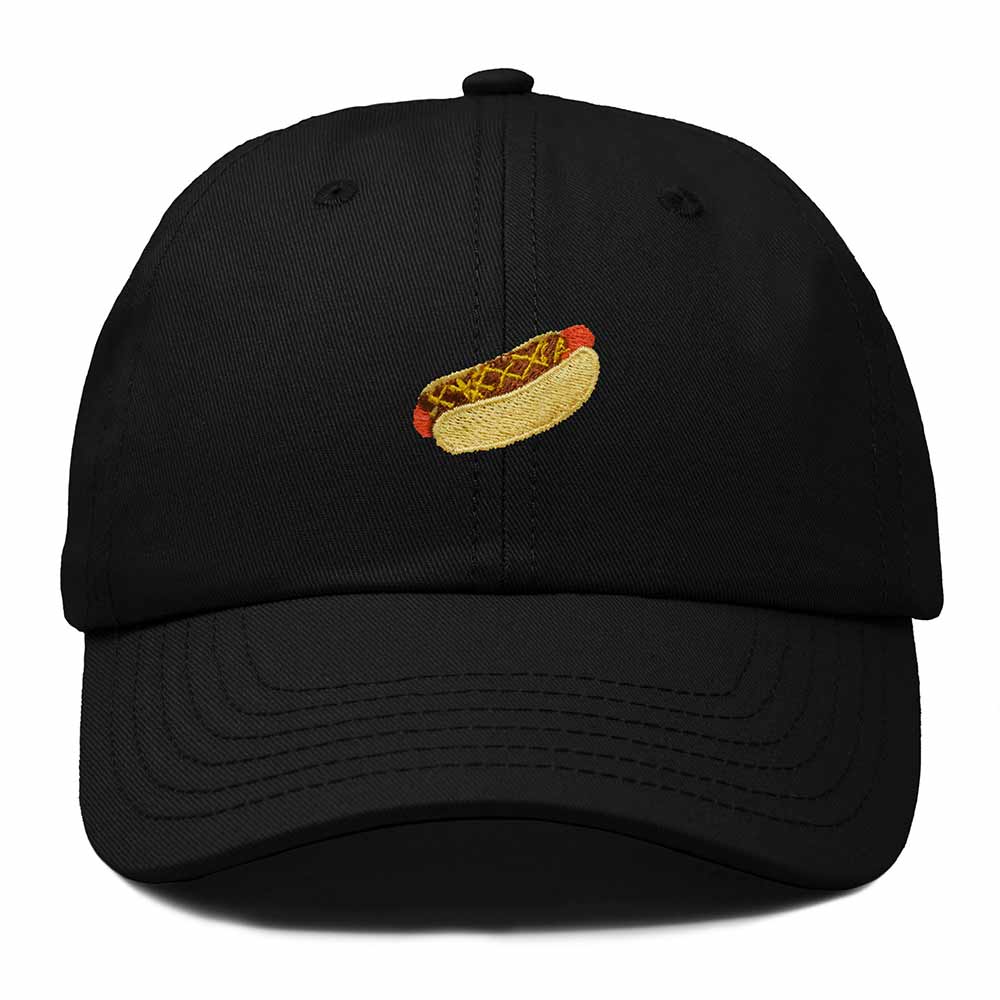 Dalix Chili Dog Embroidered Cotton Dad Hat Food Adjustable Baseball Cap Summer Outdoor Unisex Mens Womens in Black