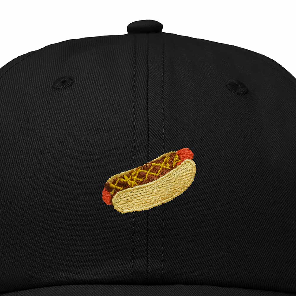 Dalix Chili Dog Embroidered Cotton Dad Hat Food Adjustable Baseball Cap Summer Outdoor Unisex Mens Womens in Black