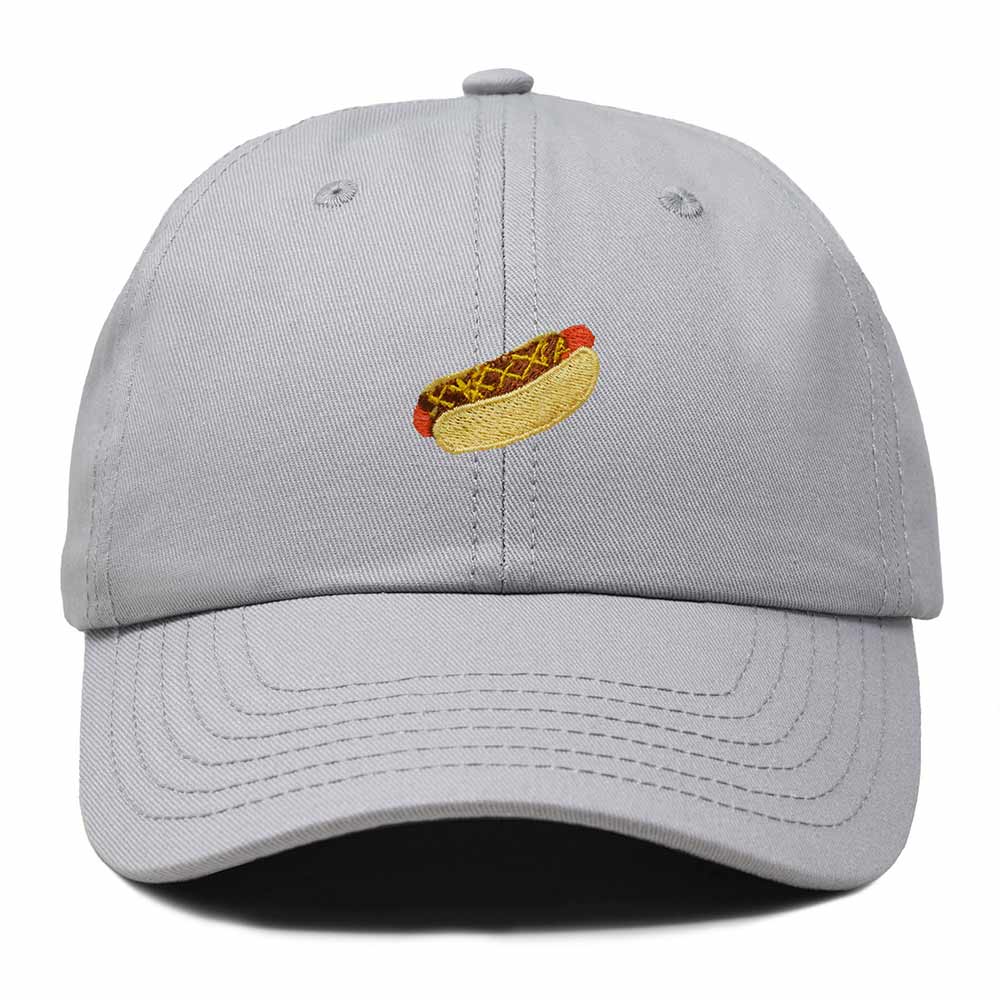 Dalix Chili Dog Embroidered Cotton Dad Hat Food Adjustable Baseball Cap Summer Outdoor Unisex Mens Womens in Gray