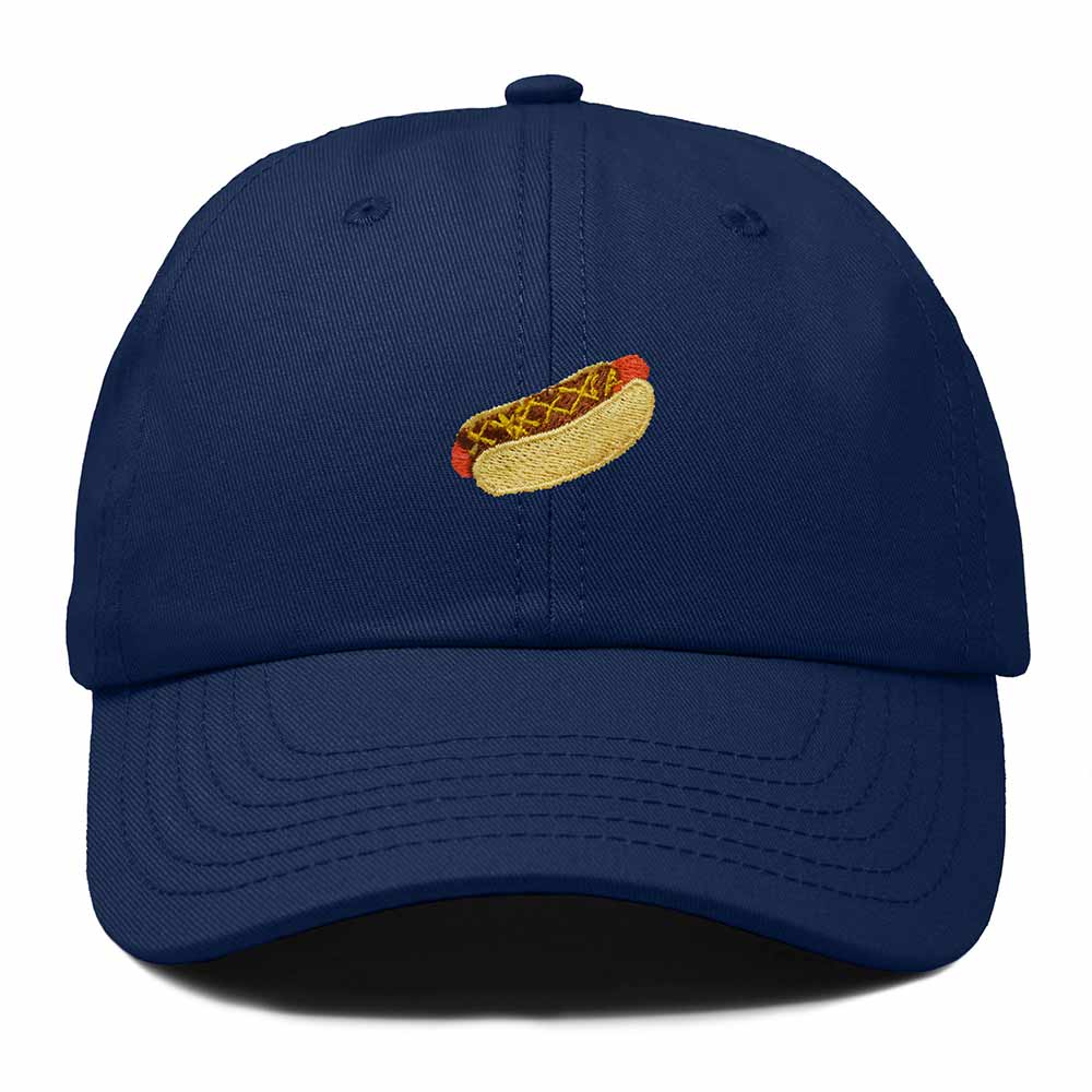 Dalix Chili Dog Embroidered Cotton Dad Hat Food Adjustable Baseball Cap Summer Outdoor Unisex Mens Womens in Navy Blue