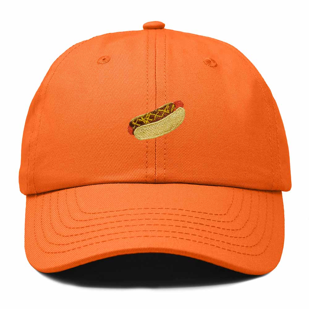 Dalix Chili Dog Embroidered Cotton Dad Hat Food Adjustable Baseball Cap Summer Outdoor Unisex Mens Womens in Orange