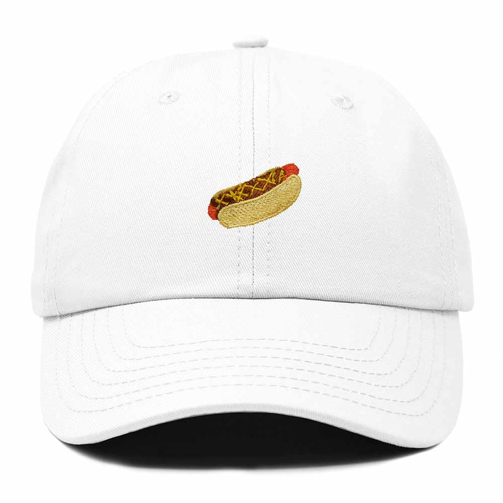 Dalix Chili Dog Embroidered Cotton Dad Hat Food Adjustable Baseball Cap Summer Outdoor Unisex Mens Womens in White