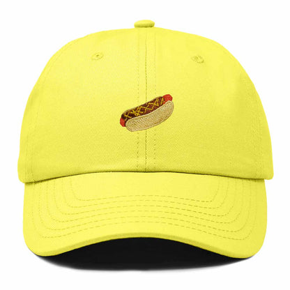 Dalix Chili Dog Embroidered Cotton Dad Hat Food Adjustable Baseball Cap Summer Outdoor Unisex Mens Womens in Yellow
