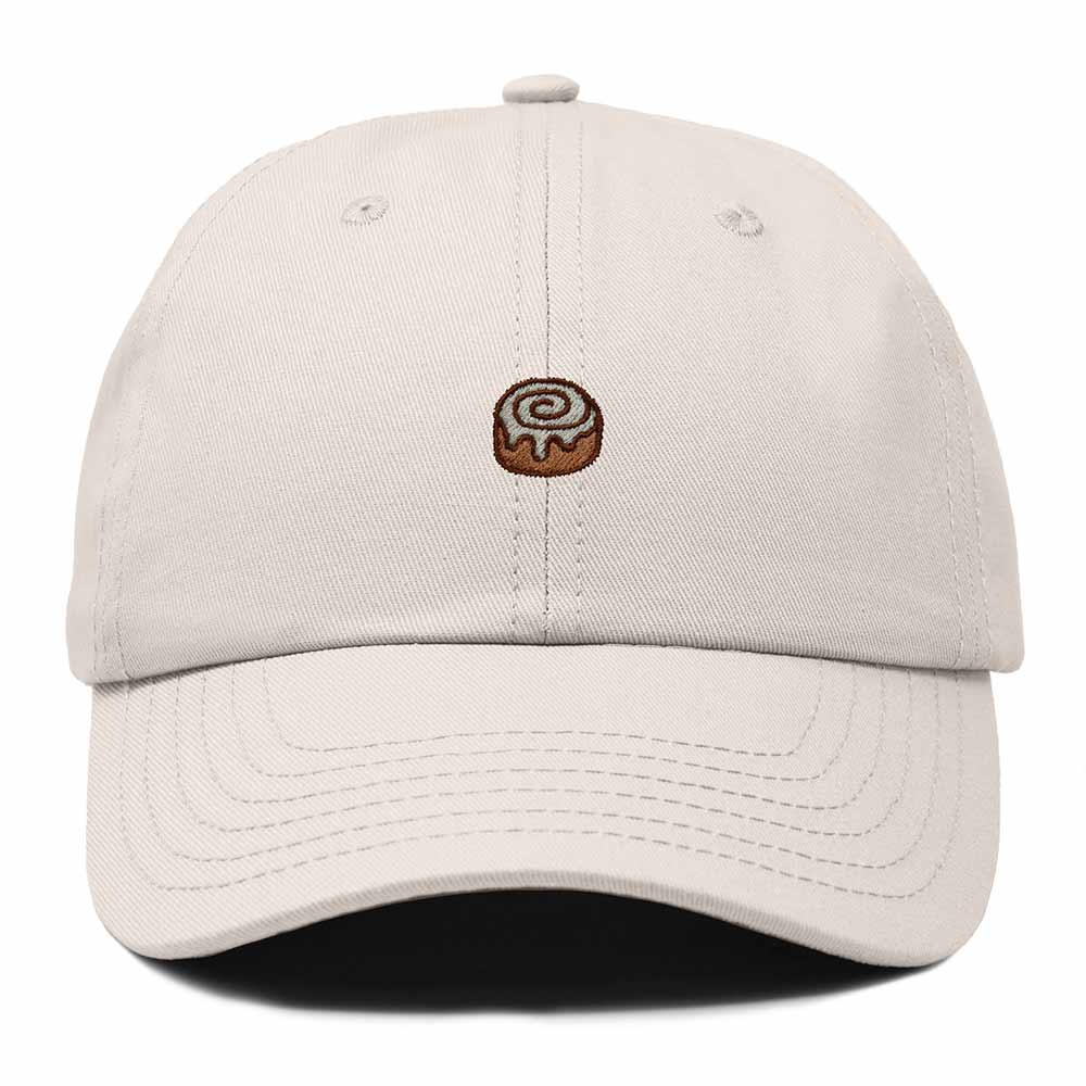 Dalix Cinnamon Roll Embroidered Dad Hat Cotton Cap Adjustable Strap Bakery Sweet Treat Low Profile Womens in Beige