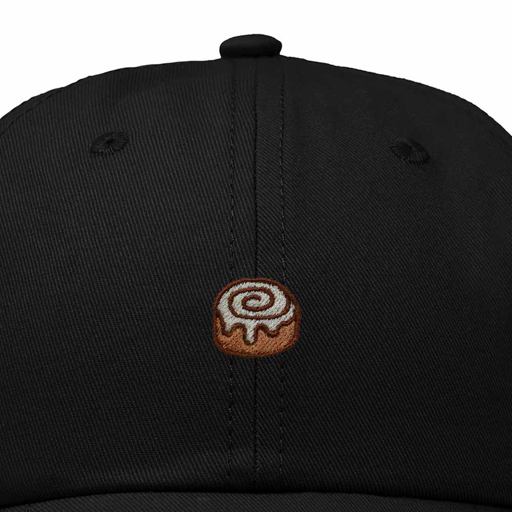 Dalix Cinnamon Roll Embroidered Dad Hat Cotton Cap Adjustable Strap Bakery Sweet Treat Low Profile Womens in Black