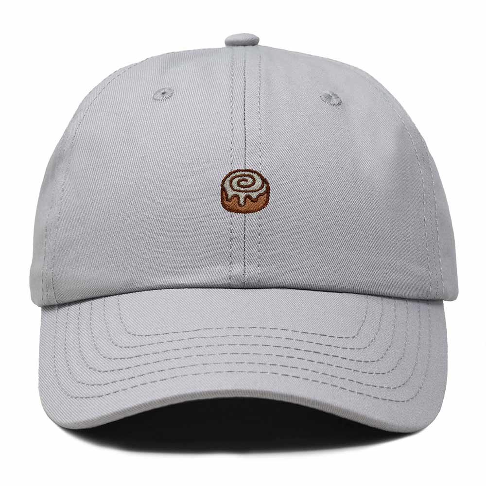 Dalix Cinnamon Roll Embroidered Dad Hat Cotton Cap Adjustable Strap Bakery Sweet Treat Low Profile Womens in Gray