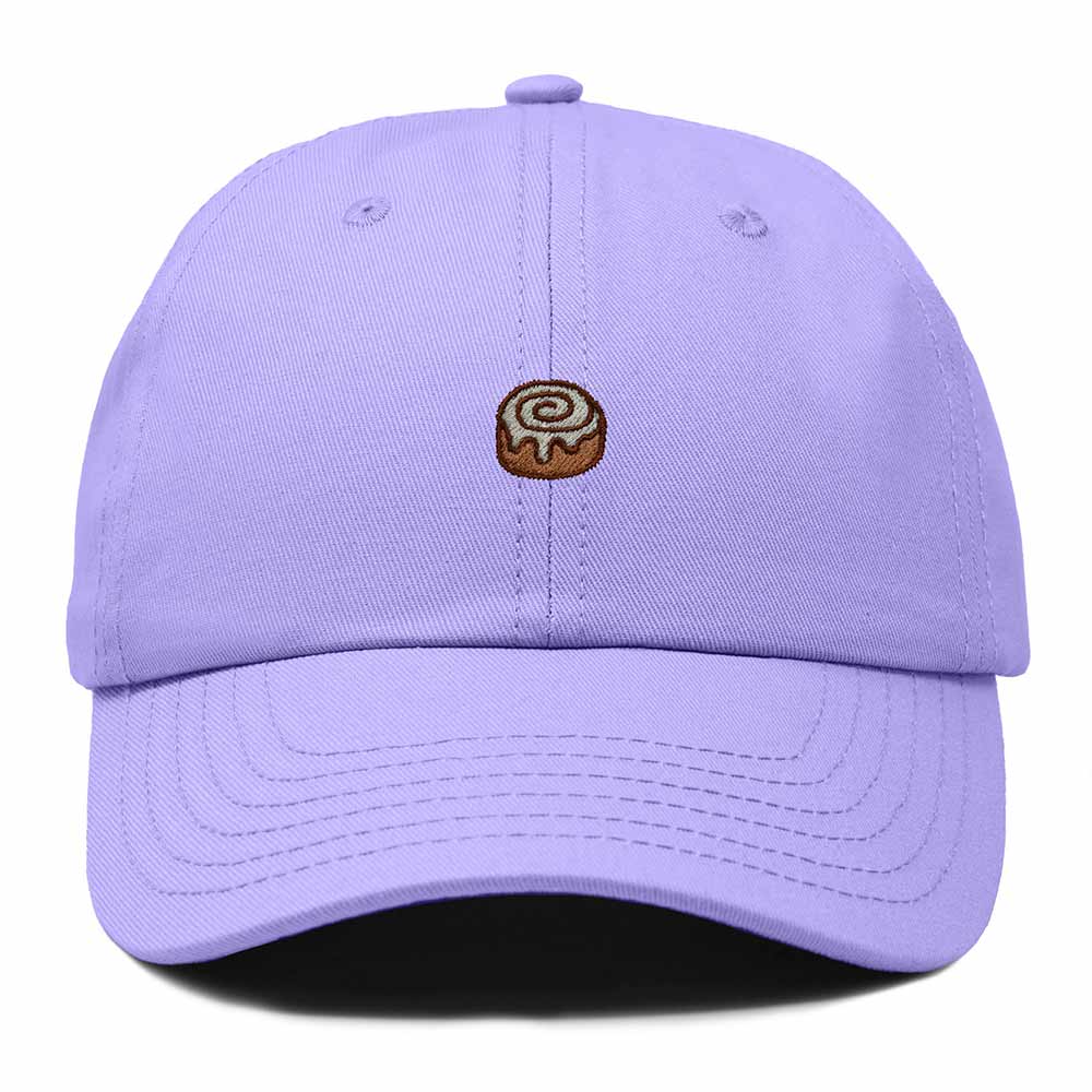 Dalix Cinnamon Roll Embroidered Dad Hat Cotton Cap Adjustable Strap Bakery Sweet Treat Low Profile Womens in Lavender
