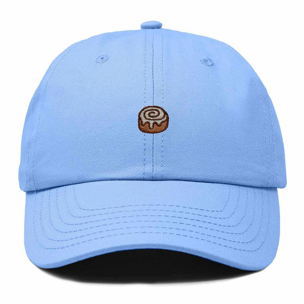 Dalix Cinnamon Roll Embroidered Dad Hat Cotton Cap Adjustable Strap Bakery Sweet Treat Low Profile Womens in Light Blue