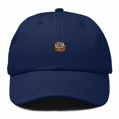 Dalix Cinnamon Roll Embroidered Dad Hat Cotton Cap Adjustable Strap Bakery Sweet Treat Low Profile Womens in Navy Blue