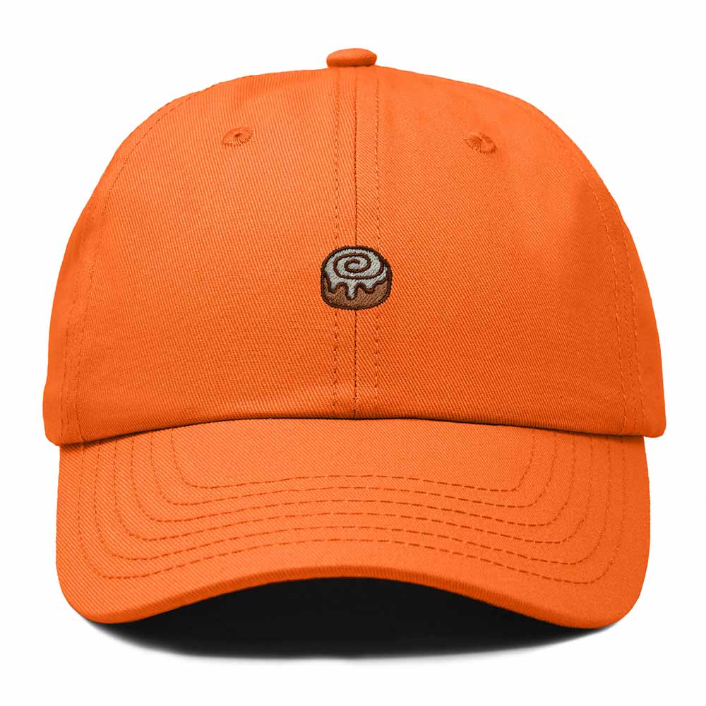Dalix Cinnamon Roll Embroidered Dad Hat Cotton Cap Adjustable Strap Bakery Sweet Treat Low Profile Womens in Orange