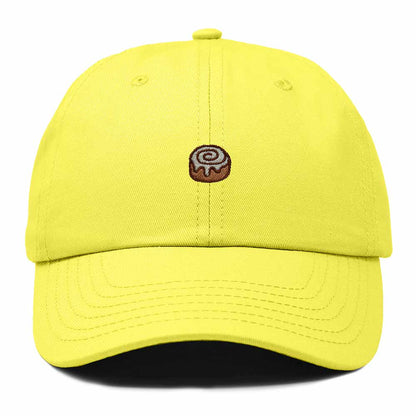 Dalix Cinnamon Roll Embroidered Dad Hat Cotton Cap Adjustable Strap Bakery Sweet Treat Low Profile Womens in Yellow
