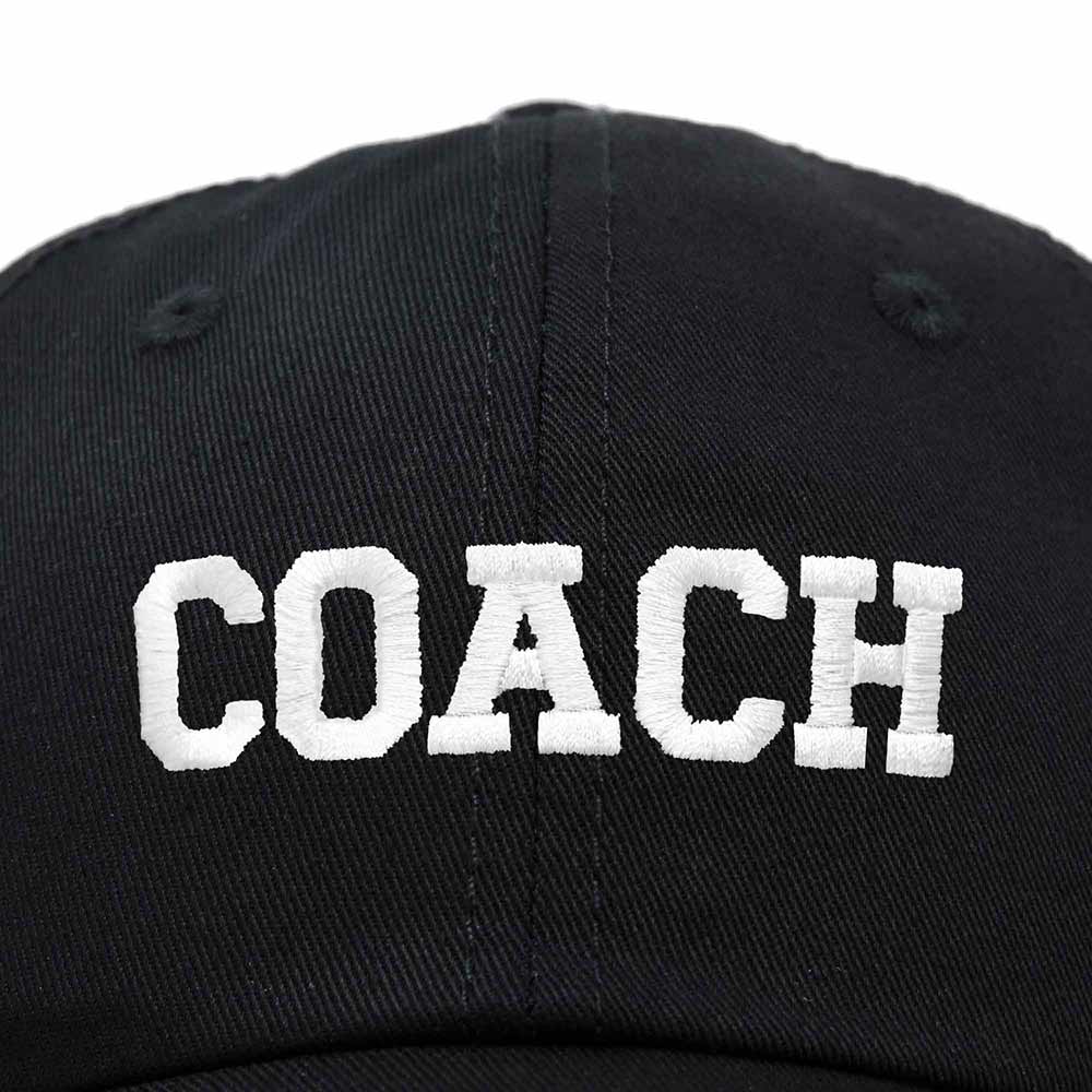 Dalix Coach Embroidered Sports Dad Cap Navy Blue