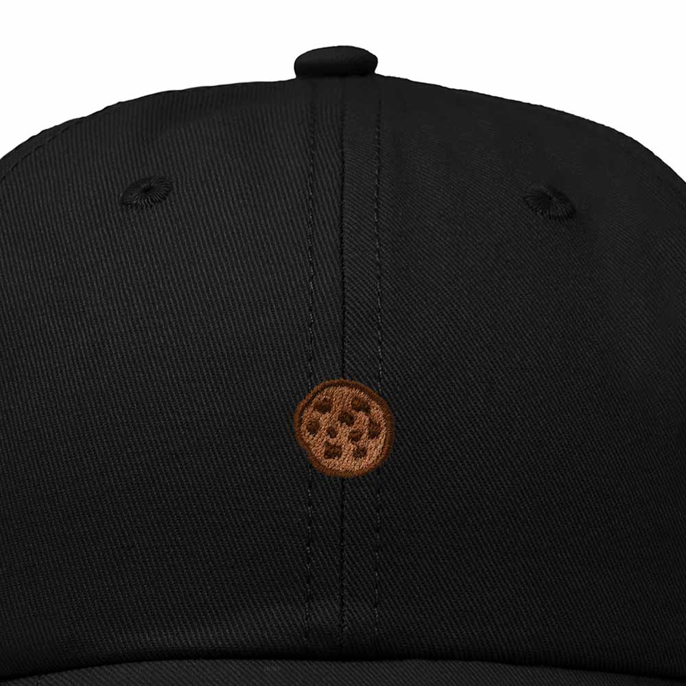 Dalix Cookie Embroidered Dad Hat Cotton Cap Adjustable Strap Chocolate Chip Dessert Low Profile Womens in Black