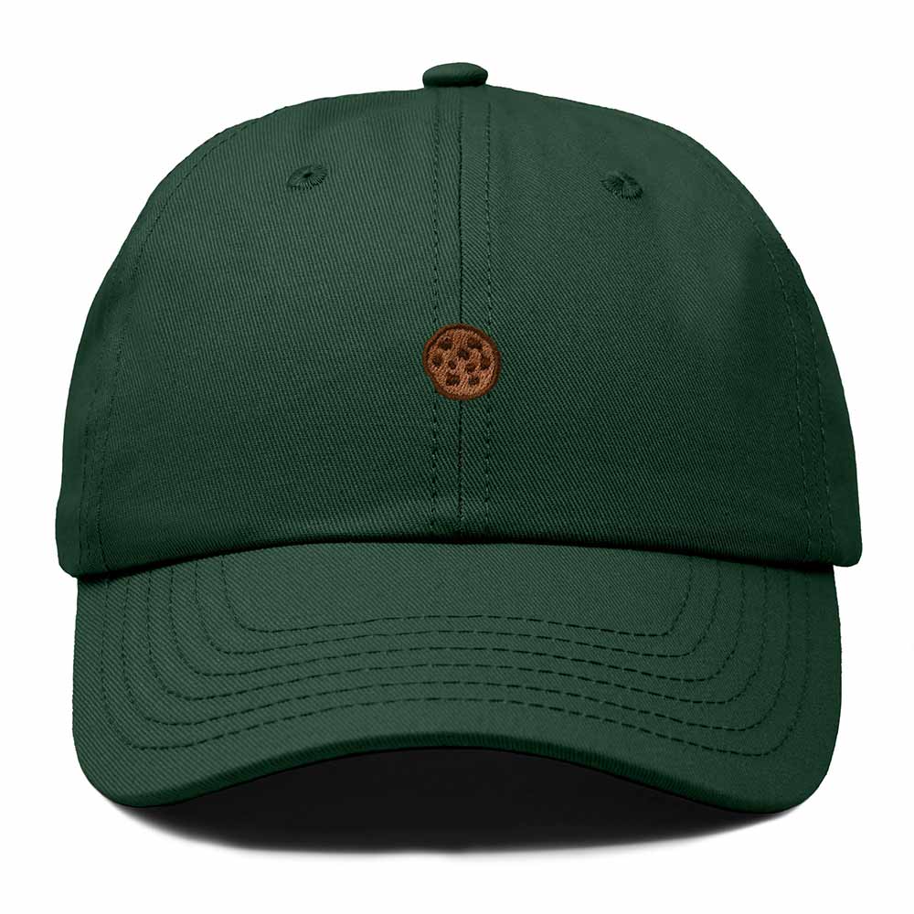 Dalix Cookie Embroidered Dad Hat Cotton Cap Adjustable Strap Chocolate Chip Dessert Low Profile Womens in Dark Green