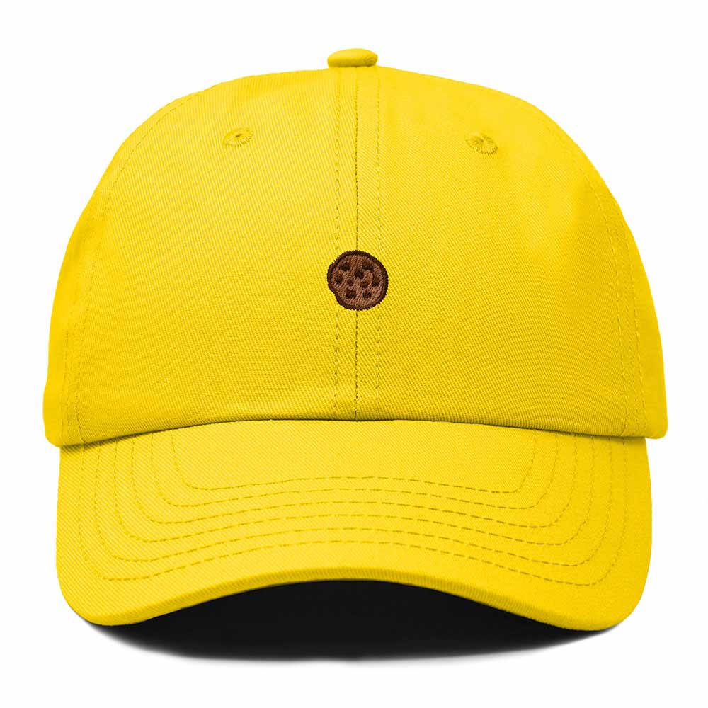 Dalix Cookie Embroidered Dad Hat Cotton Cap Adjustable Strap Chocolate Chip Dessert Low Profile Womens in Gold