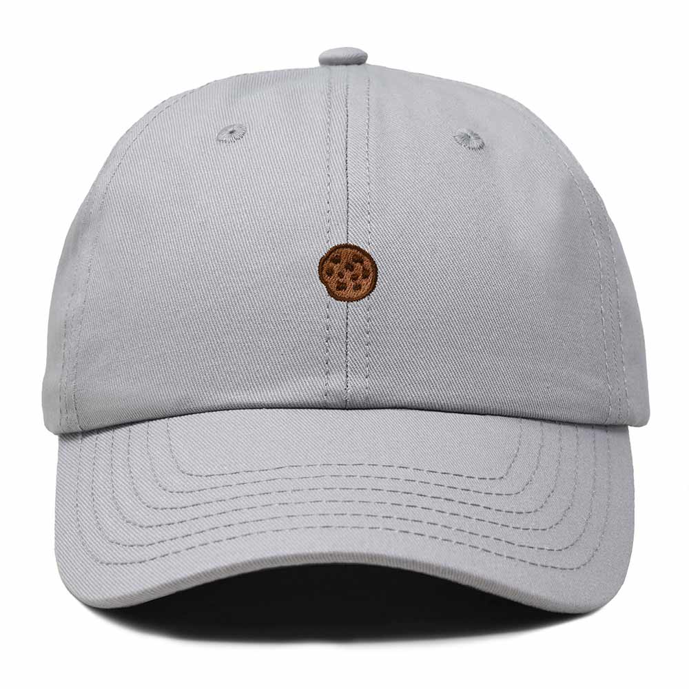 Dalix Cookie Embroidered Dad Hat Cotton Cap Adjustable Strap Chocolate Chip Dessert Low Profile Womens in Gray