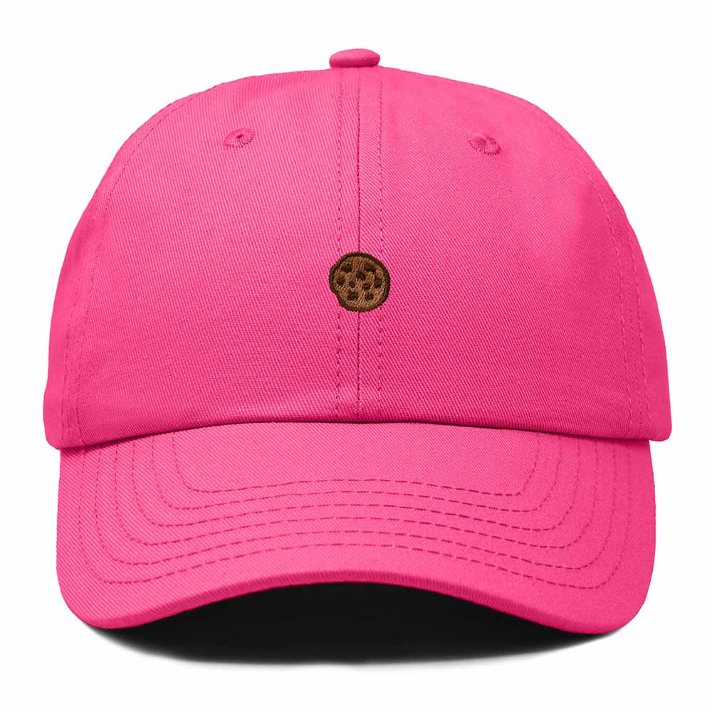 Dalix Cookie Embroidered Dad Hat Cotton Cap Adjustable Strap Chocolate Chip Dessert Low Profile Womens in Hot Pink