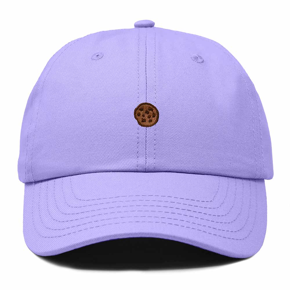 Dalix Cookie Embroidered Dad Hat Cotton Cap Adjustable Strap Chocolate Chip Dessert Low Profile Womens in Lavender