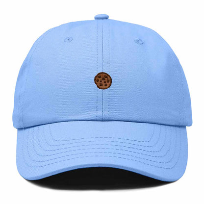 Dalix Cookie Embroidered Dad Hat Cotton Cap Adjustable Strap Chocolate Chip Dessert Low Profile Womens in Light Blue