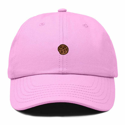 Dalix Cookie Embroidered Dad Hat Cotton Cap Adjustable Strap Chocolate Chip Dessert Low Profile Womens in Light Pink