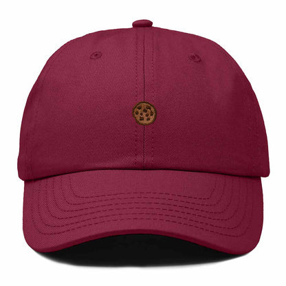 Dalix Cookie Embroidered Dad Hat Cotton Cap Adjustable Strap Chocolate Chip Dessert Low Profile Womens in Maroon