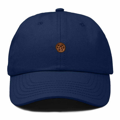 Dalix Cookie Embroidered Dad Hat Cotton Cap Adjustable Strap Chocolate Chip Dessert Low Profile Womens in Navy Blue